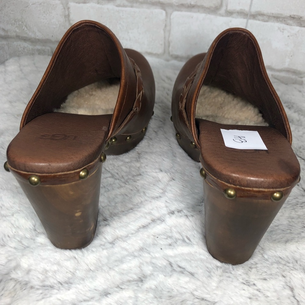 3206 Kaylee Brown Leather Studded Platform Clogs - Picture 4 of 7